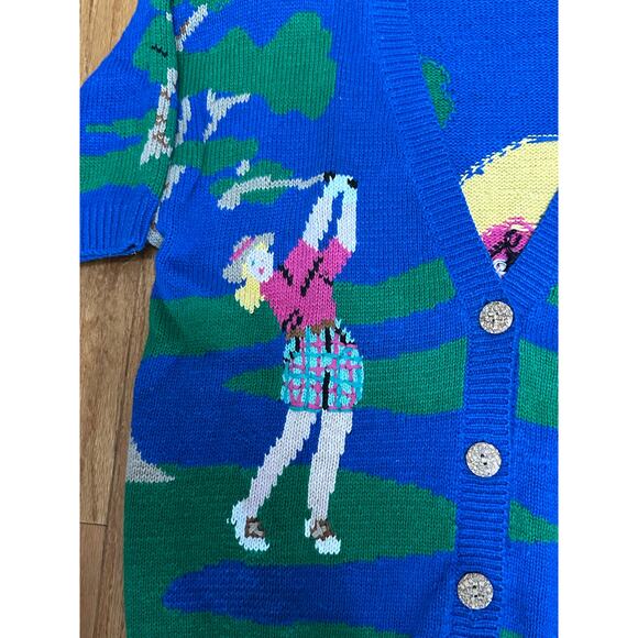 Vintage PBJ Sport Golf Cardigan Sweater Vest Short Sleeve Women’s Small - Picture 4 of 9